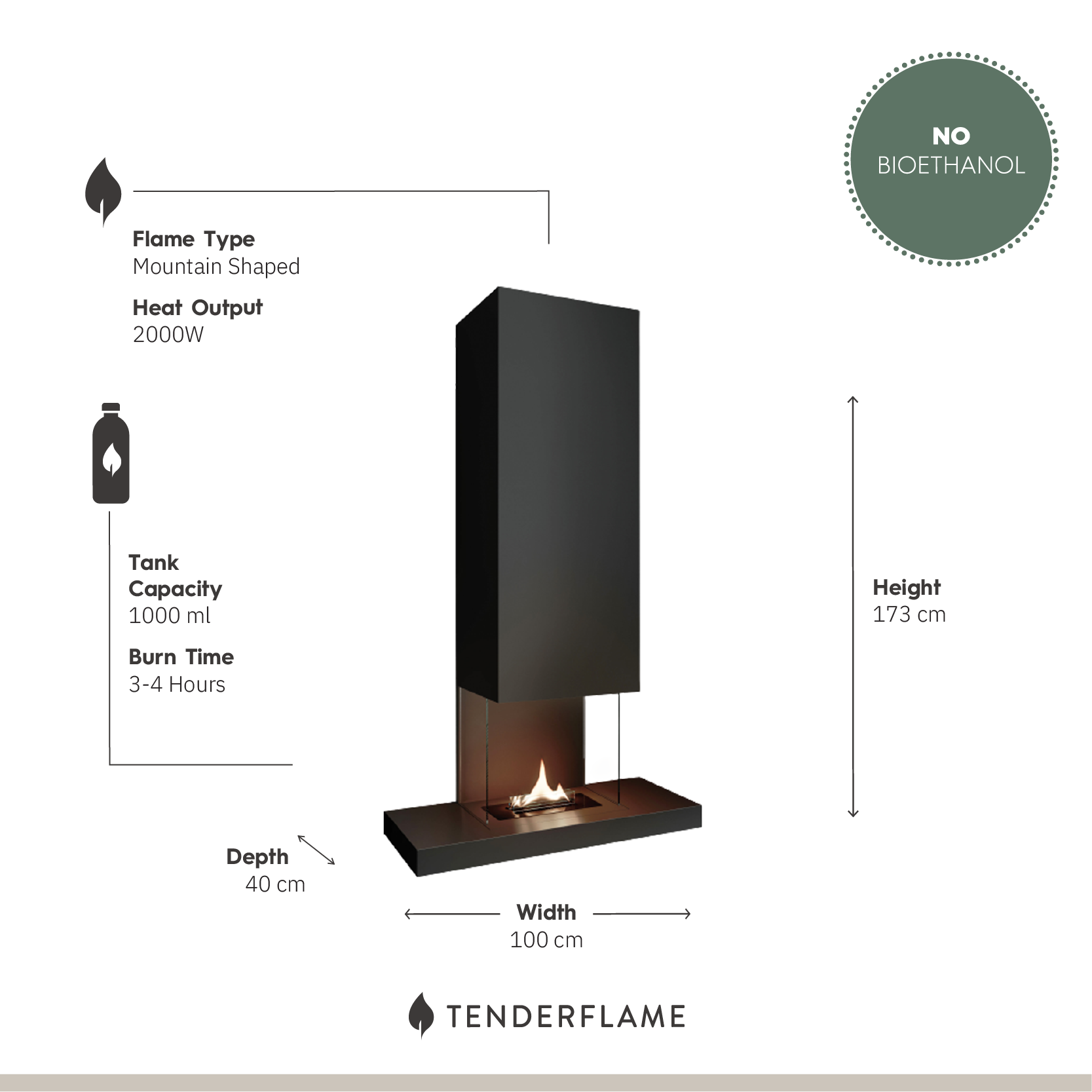 Riff 180 wall fireplace