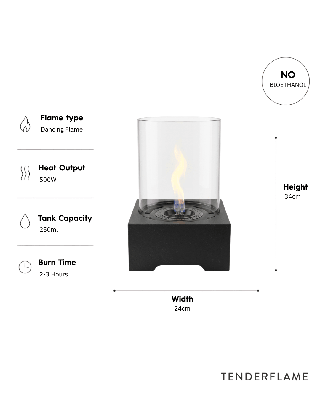 Jasmin Natural Concrete Black - Tenderflame