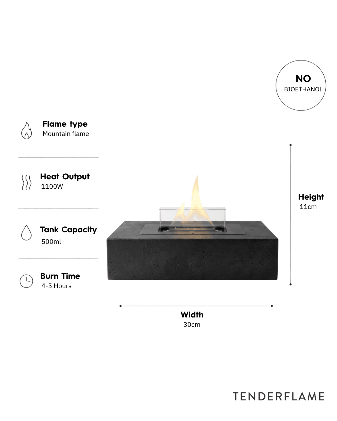 Daisy Natural Concrete Black - Tenderflame