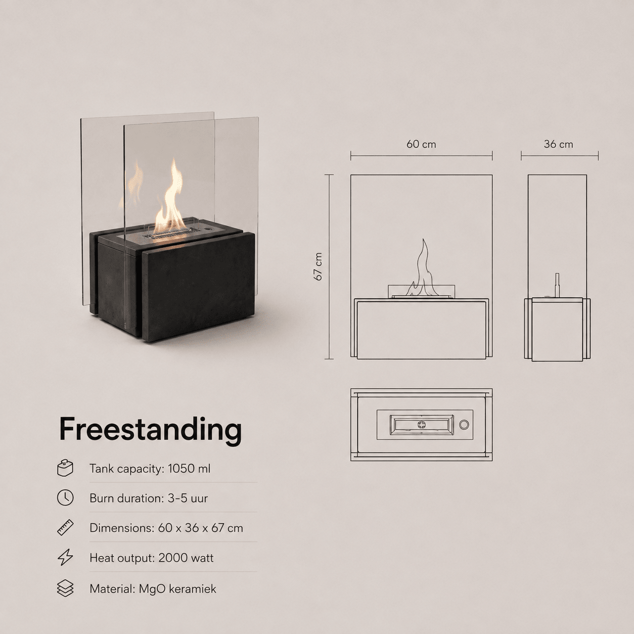Freestanding Black - Tenderflame