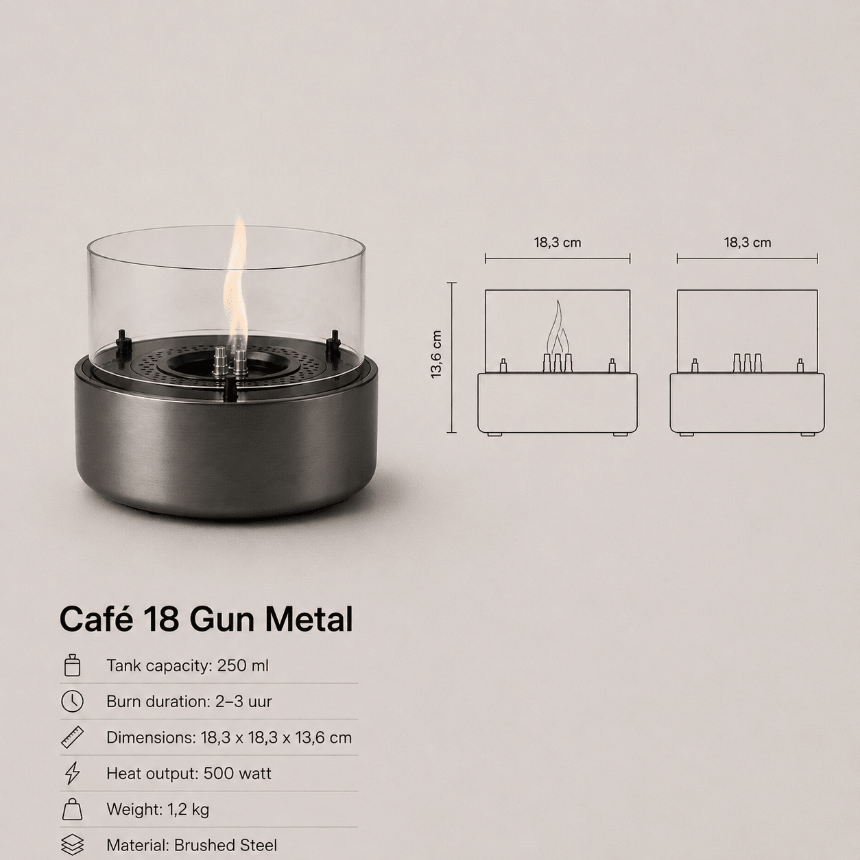 Cafe 18 Gun Metal Gun Metal - Tenderflame
