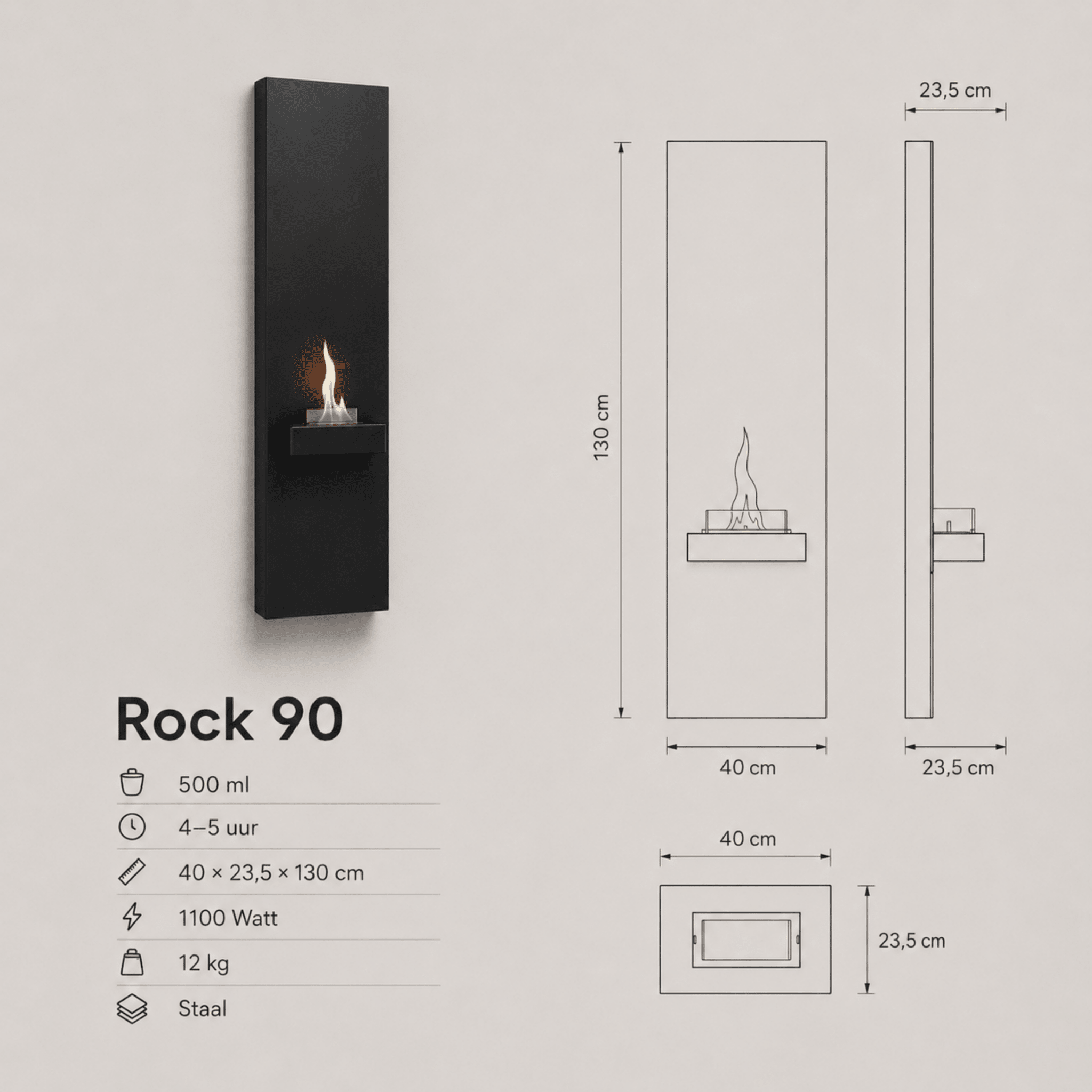 Rock 90 wandhaard - Tenderflame