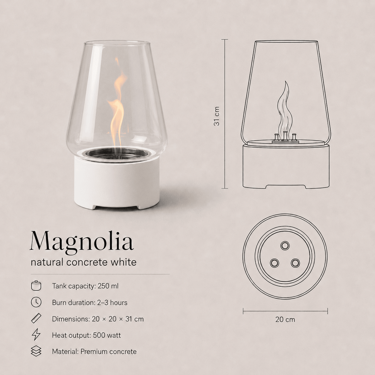 Magnolia Natural Concrete - Tenderflame