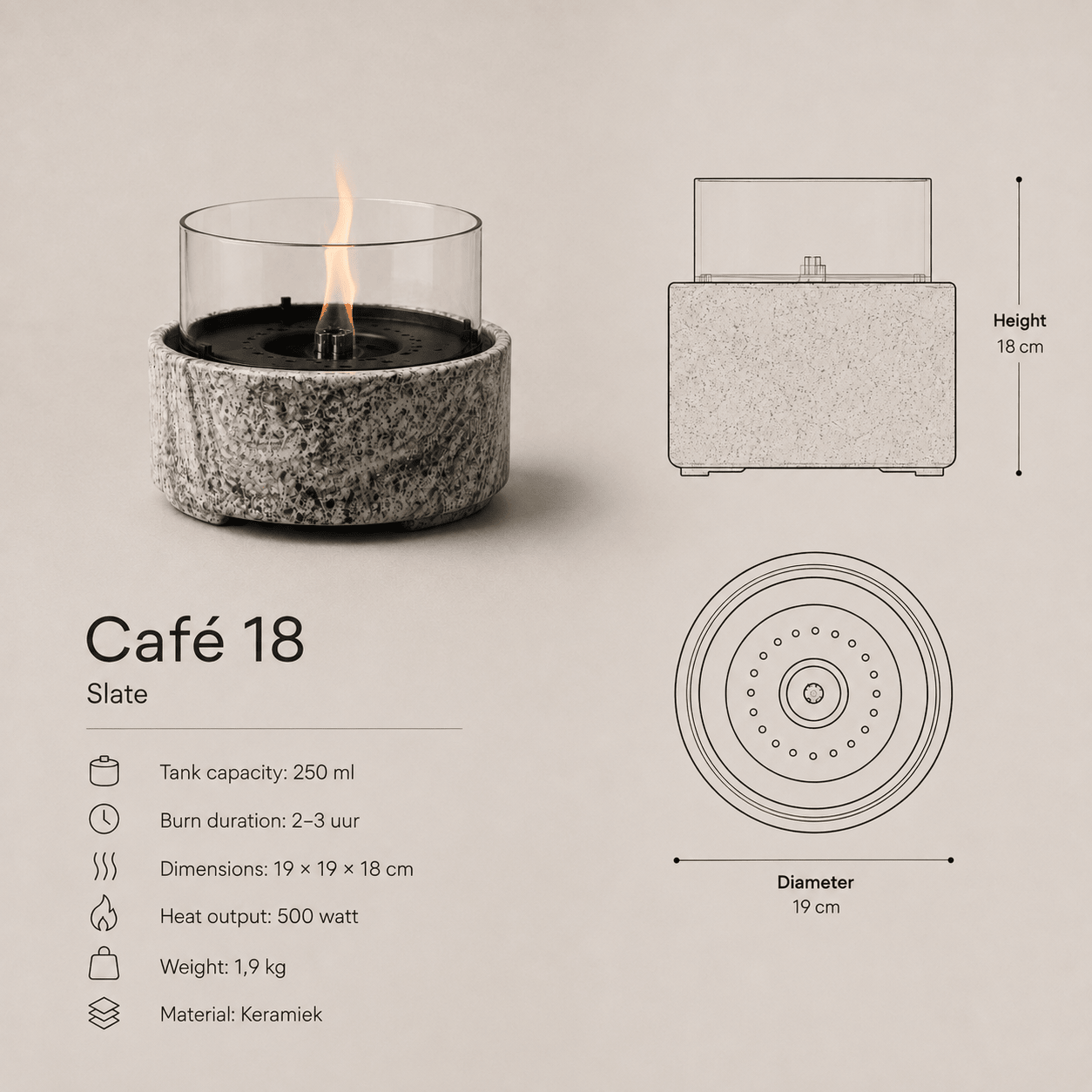 Café 18 Slate - Tenderflame