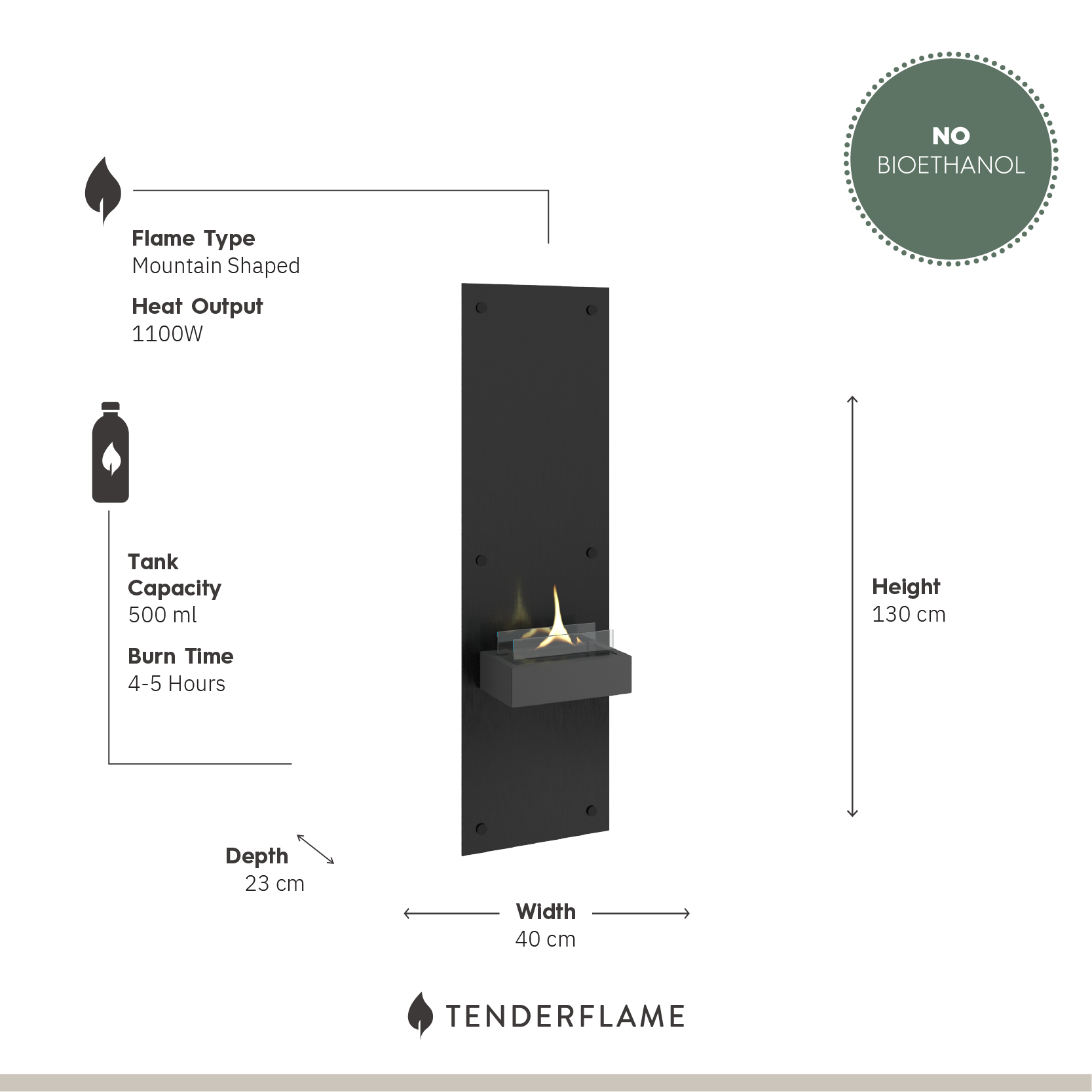 Alto 90 wall fireplace