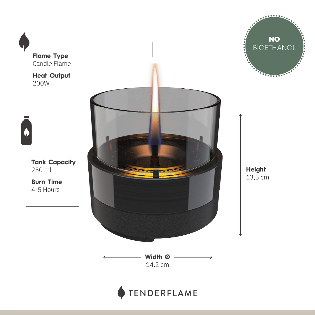Rosie 14 Black/Smoke Ceramic - Tenderflame