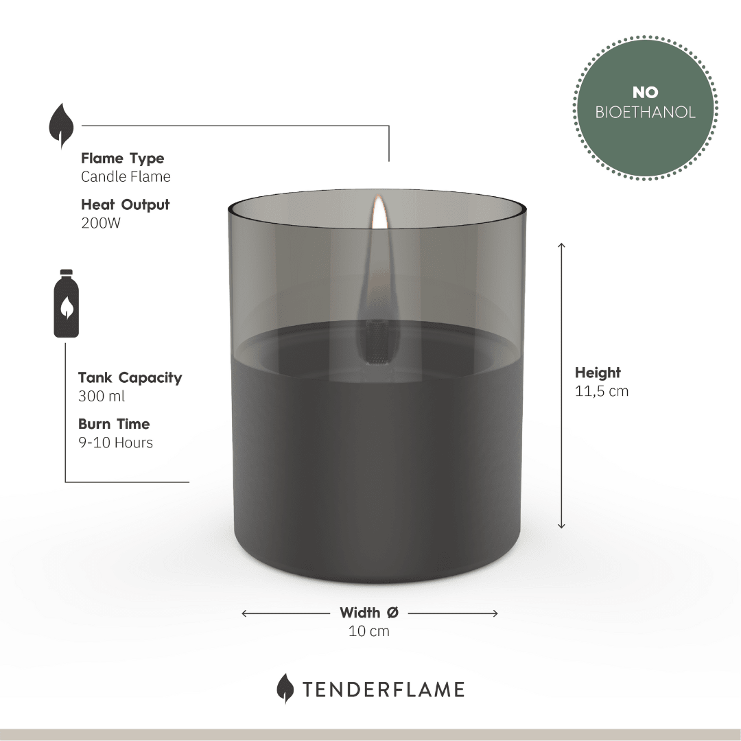 Lilly 10 Black/Smoke Glass - Tenderflame