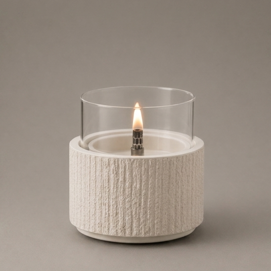vtwonen Tischkamin Glow Lotus 12 - weiß - 12,5 x 12,5 x 13,5 cm